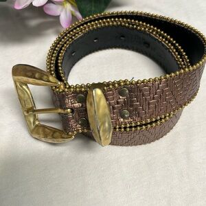 Elite Bronze Metallic Decorative Print Belt